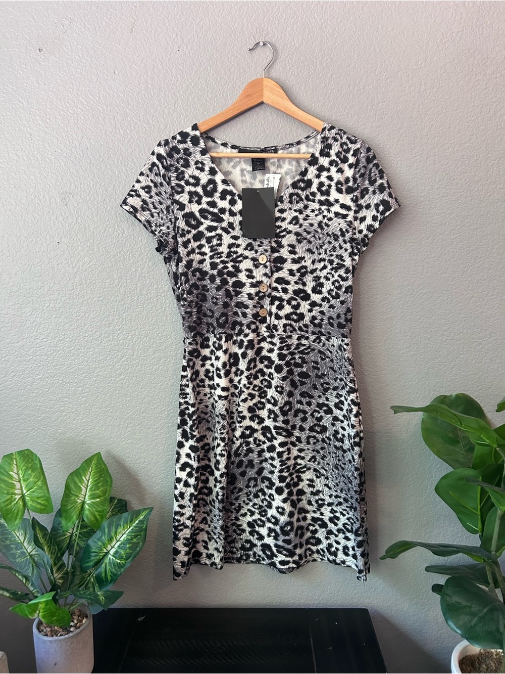 NWT Rebel Sugar Black and White Leopard Print Mini Dress